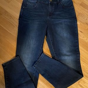 Maurices jeans. High rise, skinny, dark blue. No frayed edges or holes.